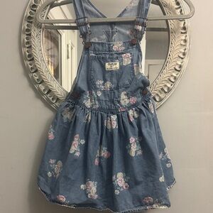 OshKosh B'gosh Denim Floral Overall Dress in Blue